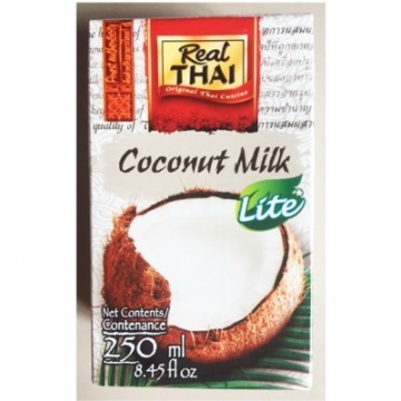 Kokosové mléko LIGHT 250ml Real THAI *VÝPRODEJ 10KS exp.3.1.2019