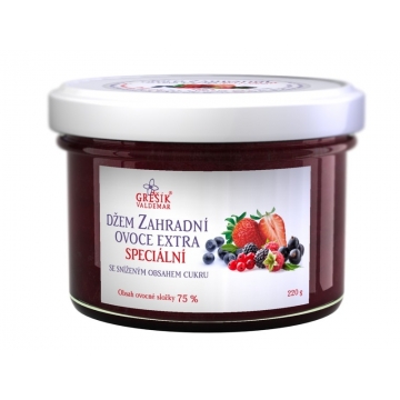 Džem Grešík Zahradní ovoce extra Speciální 75% ovoce 220g   
