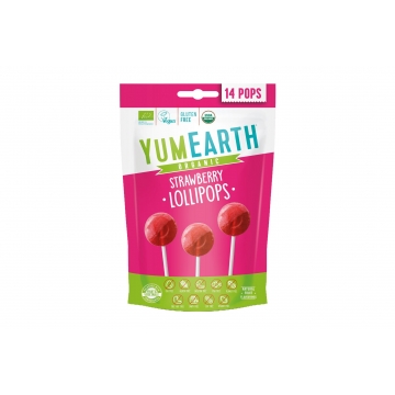 YumEarth Lízátka BIO příchuť jahody 14ks     